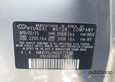 2016 Hyundai Elantra Gt z USA, uszkodzony, nr VIN KMHD35LHXGU272528